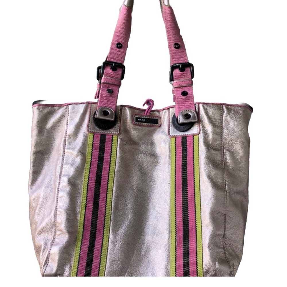 Marc Jacobs Pink and Silver Vintage Leather Tote Bag.